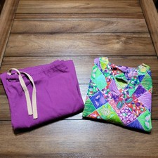 2 Pc Texas Uniform Purple Themed Scrub Set - Size Small