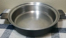 Vtg Miracle Maid 12” 2 Handle Round Roasting Pan Anodized Aluminum Black No Lid