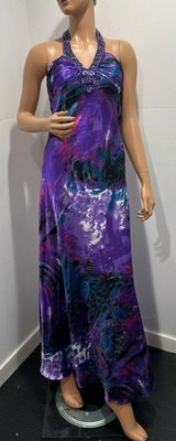 Mogan Slip Dress Purple Embroidered Size 6 maxi