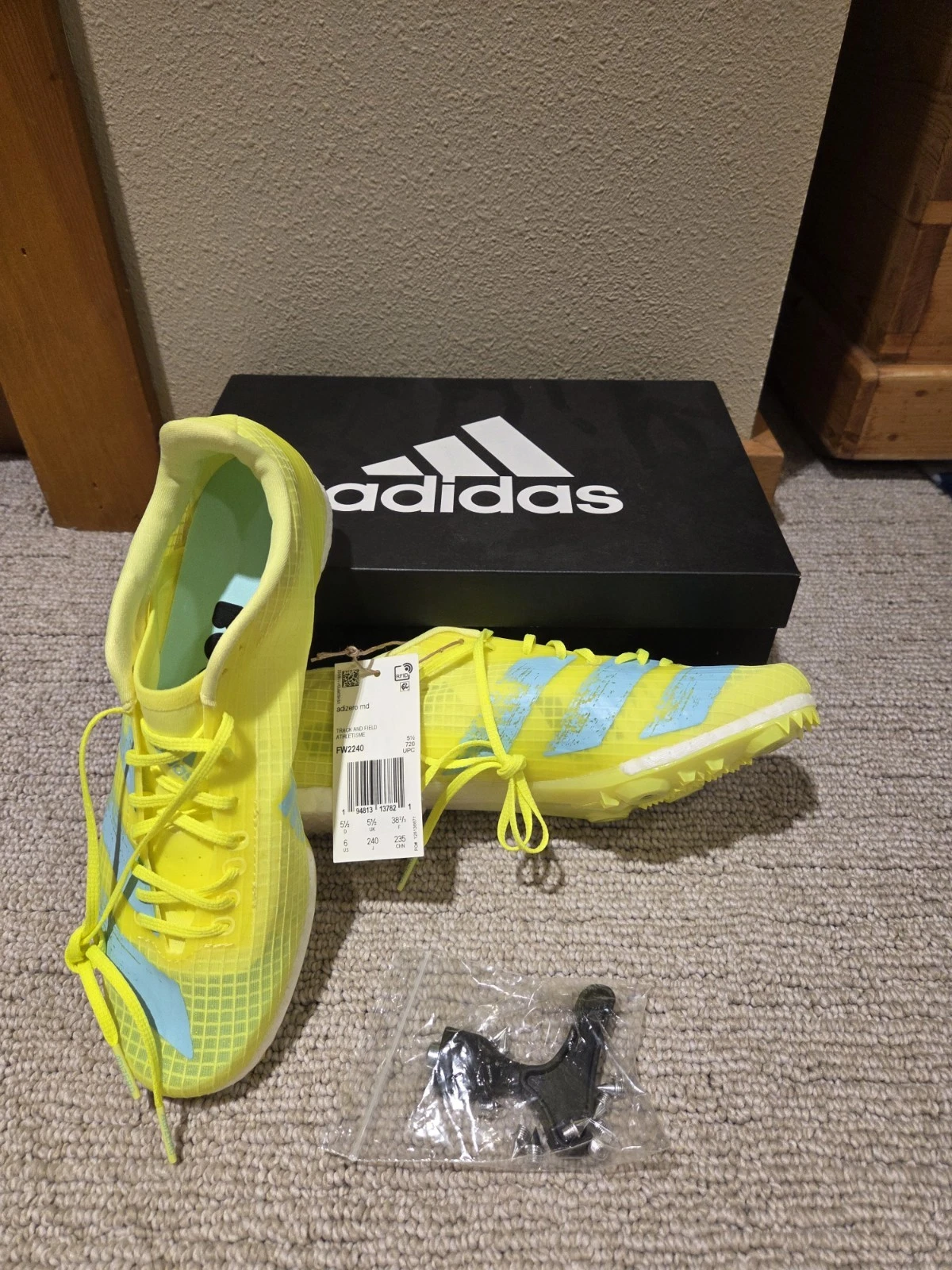Adidas Adizero MD Mid Distance Track Field Run Spikes Solar Yellow FW2240