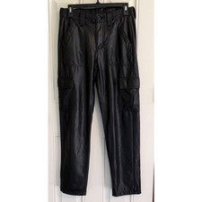 American Eagle Stretch High-Waist Vegan Leather Straight Cargo Pant size 4