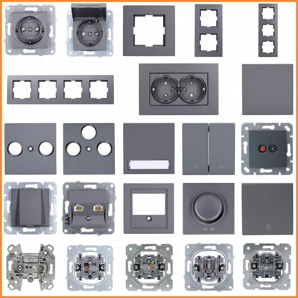 Voxura Concept Art Steckdose Schalter Taster Wippe Rahmen Anthrazit Auswahl
