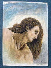 THÉODORE GÉRICAULT drawing and painting on old paper signed stamped vintage