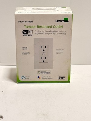 Leviton Decora Smart Outlet, Tamper-Resistant 15A, Wi-Fi DW15R-1RW