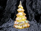 FENTON ART GLASS AMBER IRIDESCENT 6 IINCH CHRISTMAS TREE LOGO SIGNED