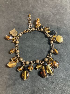 city gypsies giftcraft 2003 amber glass bracelet b120 6.5-7''