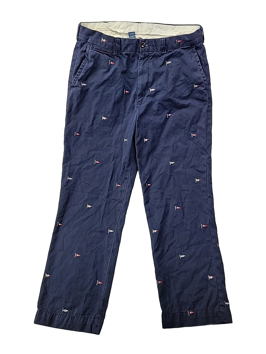 ラルフローレン ネイビーチノ メイドインUSA W30 Polo Ralph Lauren Men 35/30 Navy Chino Pants Nautical Flag