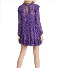 Free People These Dreams Mini Dress Floral Print Ruffles Pleats Violet L($128)