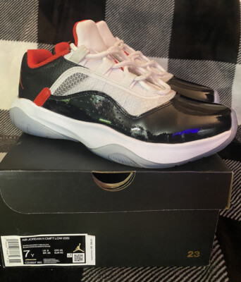 Size 7y- Jordan 11 CMFT Low White Black University Red 2021