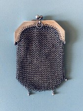 Porte Monnaie Ancien / Bourse / Aumônière Argenté Maille/ Porte