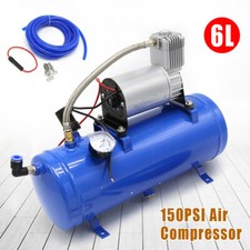 DC 12V Air Compressor 150psi with Universal 6 Liter Tank Train Air Horn Kit New