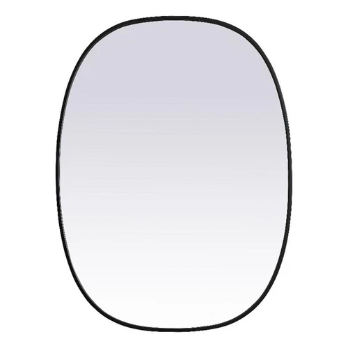 Elegant Decor Brynn 30x40" Oval Modern MDF Wood/Iron Mirror in Black - Picture 1 of 11