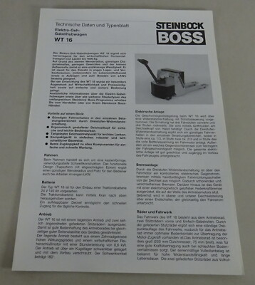 Technical Data Sheet/Type Sheet Capricorn Boss Forklift WT 16 Stand 06/94