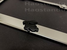 1x Black Rabbit 3d Emblem Stainless Steel Chrome License Plate Frame Rust Free