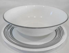 ❤️ Corelle SILVER BRUSHED STROKES 1-Qt SERVING BOWL Vegetable 8.5" Soft Grey Rim