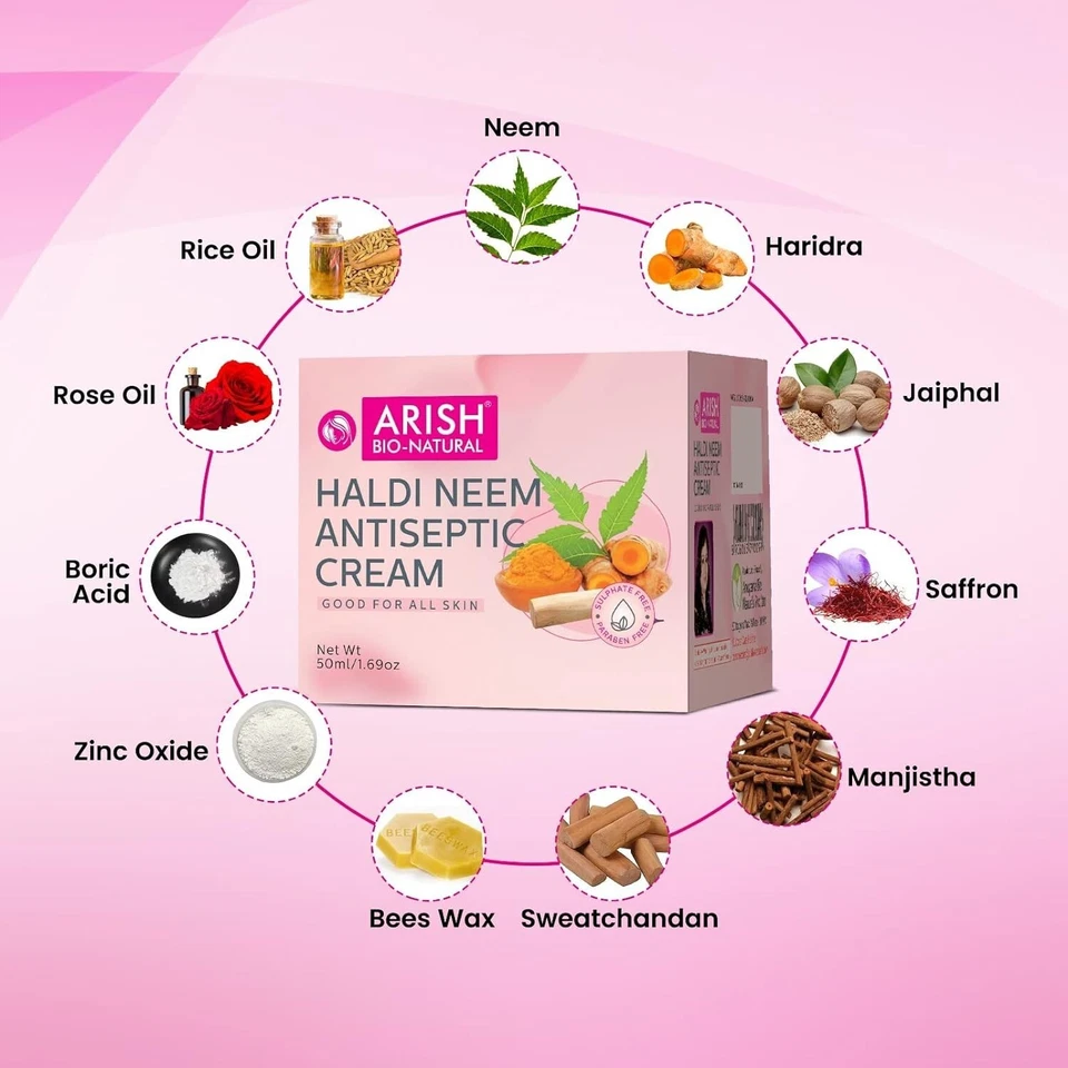 Pack 2 X Crema Antiséptica Haldi Neem ARISH BIO-NATURAL - 50 ml Foto 4 de 4