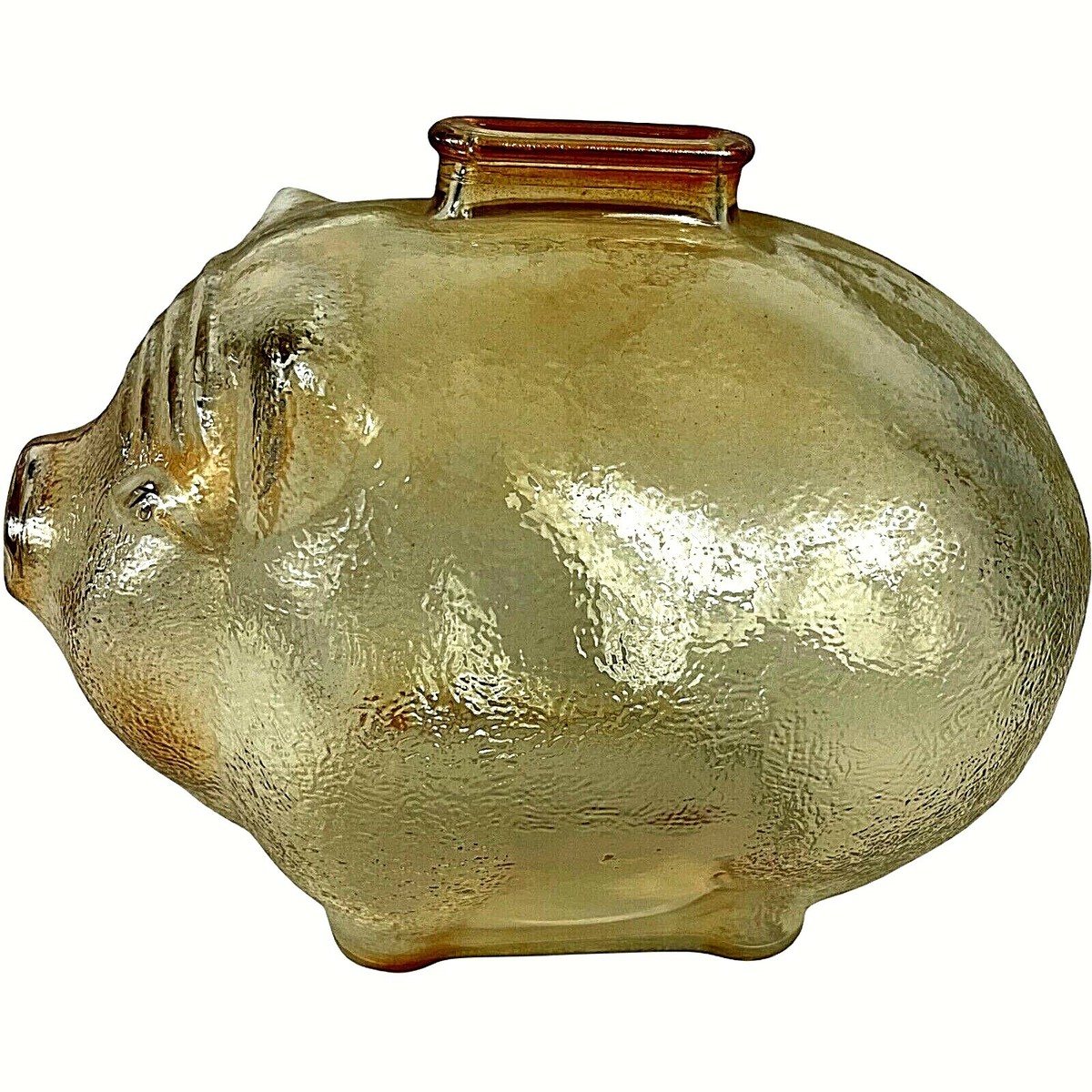 Vintage Anchor Hocking Small Carnival Glass Pig Piggy Coin Bank