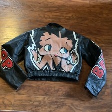 VINTAGE BETTY BOOP LEATHER BOMBER / BOOMER LEATHER JACKET LARGE