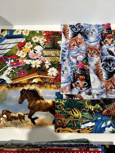 Fabric Lot 19 Pieces Quilting Crafts Sewing Art Project Cotton Prints - Picture 9 of 9
