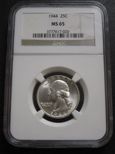 1944 NGC MS65 Silver Quarter 25c Uncirculated Mint State US Coin