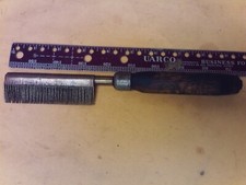 Vintage Brass Hair Straightener Hot Comb Wood Handle
