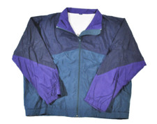Vintage Lands End Wind Rain Zip 90s Blue Green Jacket Size Medium