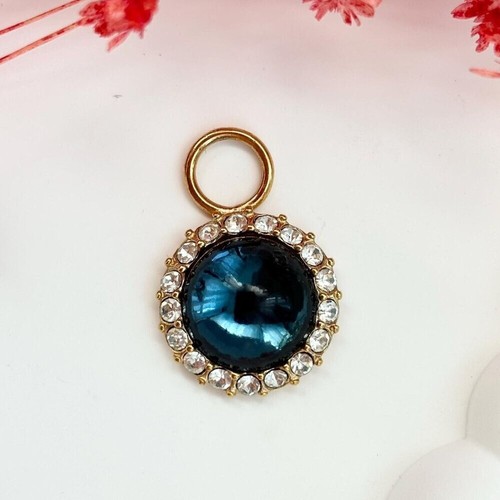 Blue & Clear Circular Rhinestone Gold Toned Vintage Circular Pendant ...
