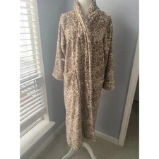 Natori Robe Size M Cream and Brown Animal Print Robe - Missing Belt