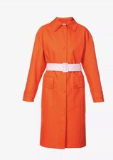 Msgm Belted Cotton-twill Cappotto Coat Red Size 36