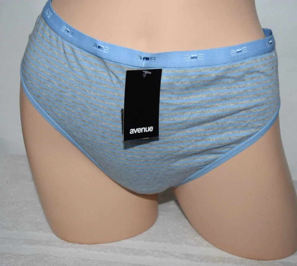 全新带标签蓝色灰色棉条纹大道身体丁字裤内裤 14/16 — 第 2/4 张图片