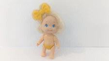 Vintage 1990 Tyco Quints Baby Doll Blonde Pig Tails Yellow Bow Toy