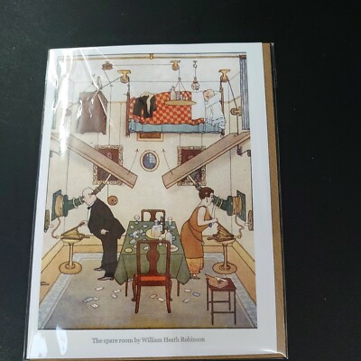 William Heath Robinson Grußkarte & Umschlag blanko gefaltet 5x7'' Digitaldruck