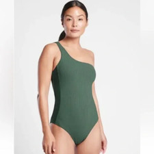 Athleta Rib Asym One Piece Swimsuit Size Extra Large Amazon Green 530895 NEW