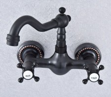 Black Oil Rubbed Brass Kitchen Faucet Bathroom Sink Mixer Tap Wall Mount ssf720