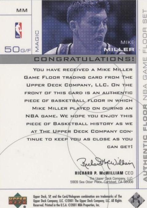 2000-01 SP Game Floor Edition - Mike Miller #MM for sale | eBay