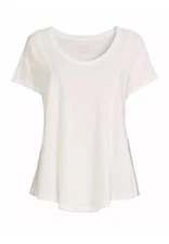 Time and Tru Women's Seamed Short Sleeve Shirt White XXL (20)