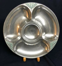 Wilton Armetale "Zia" Round 1 Piece Chip & Dip Tray - Hollowware Turquoise Metal