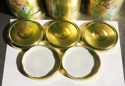 10x Glasgefäß KAPPE 82mm DECKEL TWIST-OFF GOLD 6 CLIPS Gold