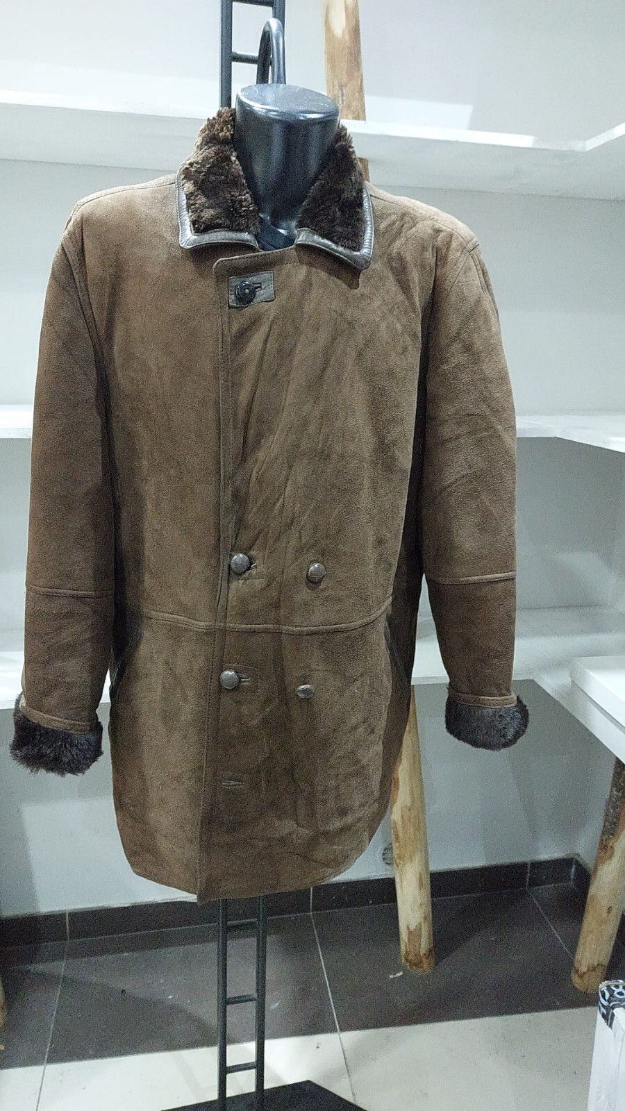 Vintage Brown Sheepskin Leather Jacket for Men Size Large MGC105PI