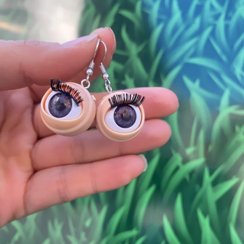 Exaggerated Eyelash Eyeball Earrings Geometric Dangle Earrings for Women Girls