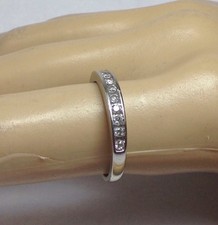 LADIES 10K WHITE GOLD .12 CARAT ROUND CUT DIAMOND WEDDING RING WOMENS BAND