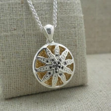 Silver with 14k Gold Gilding Sun Celestial Pendant Black CZ KEITH JACK Jewelry