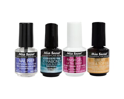 Mia Secret Nail Prep , Xtrabond Primer , Luxury UV Base & Top Gel, UV Finish Gel