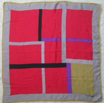 Foulard En Soie Vintage - Dimensions 78x78 Cm, Couleur Noir Avec Motif, Occasion, Sans Marque