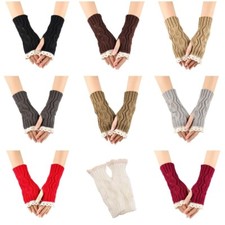 Warm Fingerless Lace Gloves Knit Gloves Y2K Slouchy Gloves Fashion Hand Warmer