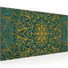 Bilder Mandala Abstrakt Bild 100x40 cm schwarz gold weiß grau blau türkis
