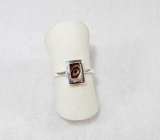 Abalone Shell Petite Rectangle Ring 925 Sterling Silver Size 4.75, 6.5, 8