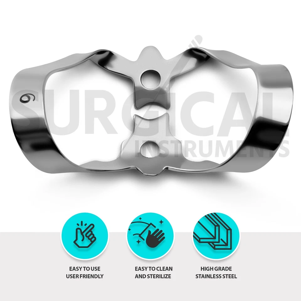 Juego de 31 abrazaderas de presa de goma endodóntica instrumento dental de acero inoxidable grado alemán Foto 3 de 4