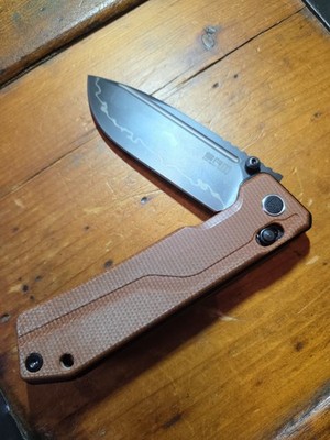 SRM Knives Rubik 7228B-MN2 AMBI Lock Knife Brown Micarta, Never C,C,S no Box