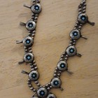 Silver Tone Turquoise Round Bead Statement Necklace Ball Chain Hook Closure — photo 2